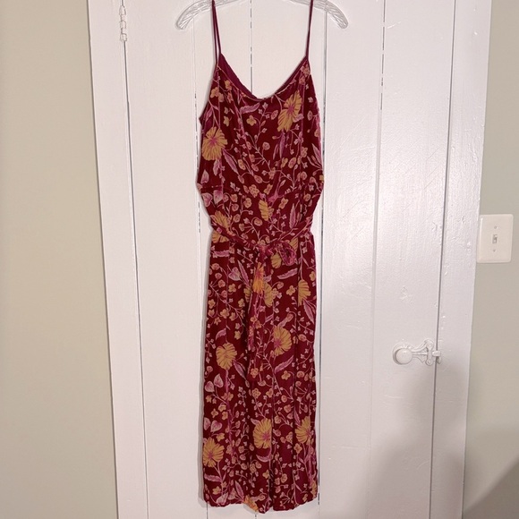 NWOT Nanette Lepore Dark Red/Yellow Burnout Floral Midi Pant Jumpsuit Vintage - Picture 9 of 15